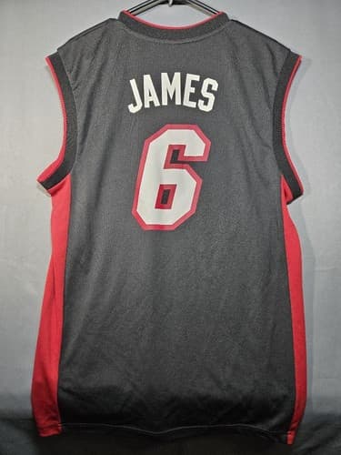 Adidas Miami Heat LeBron James #6 NBA Basketball Jersey Black Mens Size S #G106g - Thumbnail 6