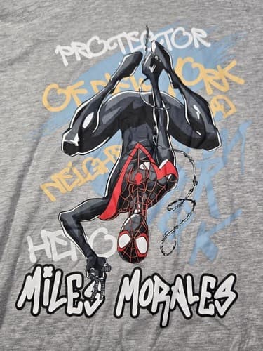 Marvel Spider-Man Miles Morales Graphic T-Shirt Gray Youth Size XL #G100g - Thumbnail 5