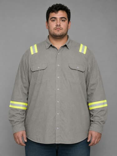 Lot of 2 Lapco Flame Resistant Gray Work Shirt Reflective Tape Men's 2XL Reg R75