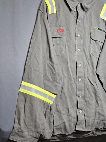 Lot of 2 Lapco Flame Resistant Gray Work Shirt Reflective Tape Men's 2XL Reg R75 - Thumbnail 4