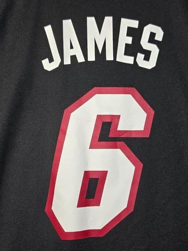 Adidas Miami Heat LeBron James #6 NBA Basketball Jersey Black Mens Size S #G106g - Thumbnail 7