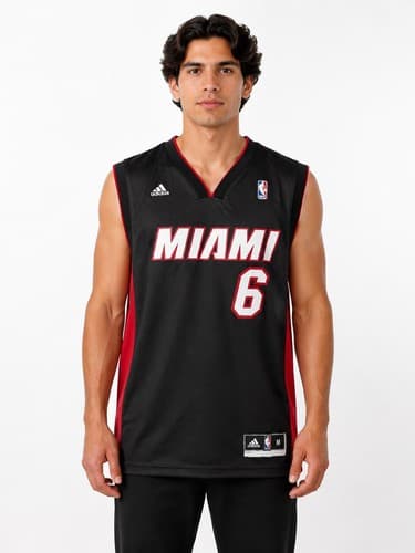 Adidas Miami Heat LeBron James #6 NBA Basketball Jersey Black Mens Size S #G106g - Thumbnail 2