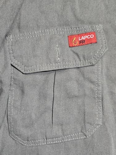 Lot of 2 Lapco Flame Resistant Gray Work Shirt Reflective Tape Men's 2XL Reg R75 - Thumbnail 6