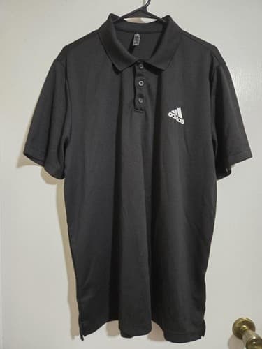 X-Large Adidas Aeroready Men's Black Short Sleeve Polo Shirt #H4h