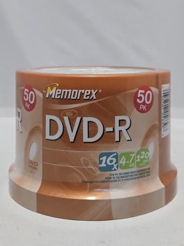 Memorex DVD-R 4.7GB 16X Media 50-Pack Spindle 32020015452 New Sealed #Q40q