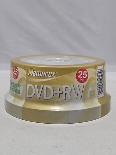 Memorex DVD+RW 4.7GB 4X Rewritable Media 25-Pack Spindle 97500 New Sealed #Q39q