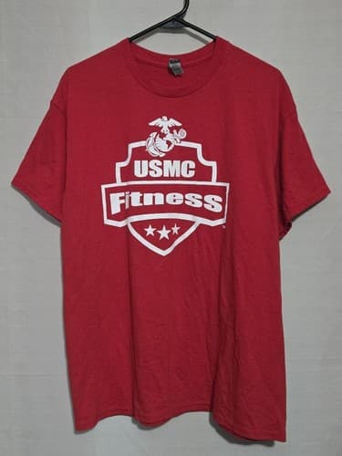 USMC Fitness Short Sleeve T-Shirt Size Large Heavy Cotton Crew Neck VGC #R48r
