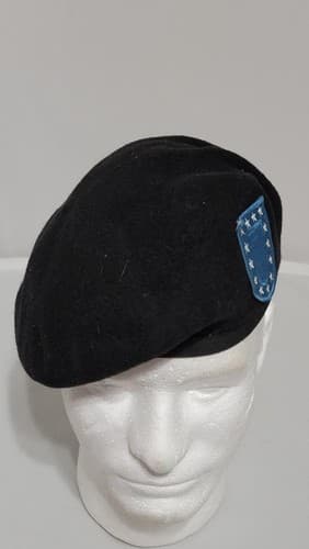 US Army Beret Size: (7 ) Black Wool Military Cap #72v - Thumbnail 5