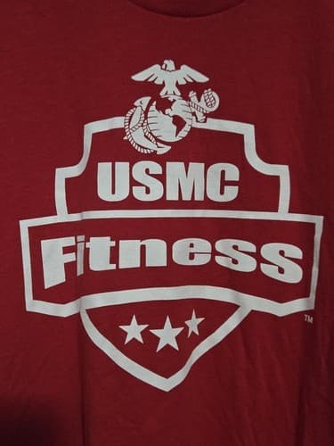 USMC Fitness Short Sleeve T-Shirt Size Large Heavy Cotton Crew Neck VGC #R48r - Thumbnail 2