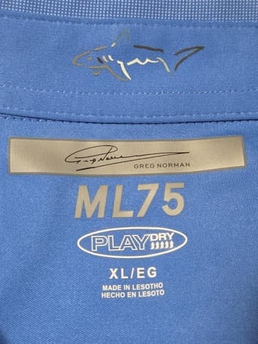 X-Large Greg Dry Shark Golf Polo Shirt ML75 Light Blue #H5h - Thumbnail 3