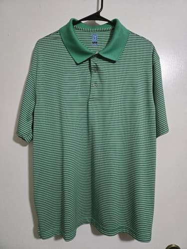 X-Large -PGA TOUR Men’s Golf Polo green striped Short Sleeve #H15h