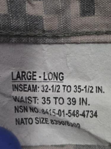 US Army ACU Digital Camo Combat Pants Large Long 35-39W 32-35Inseam Military VGC - Thumbnail 2