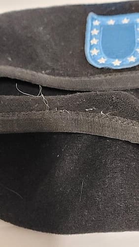 US Army Beret Size: (7 ) Black Wool Military Cap #72v - Thumbnail 7
