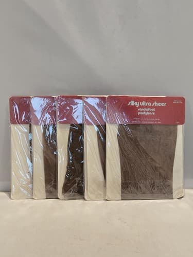Lot of 5 Vintage Silky Ultra Sheer Sandalfoot Pantyhose NIP Size M #L23l - Thumbnail 2