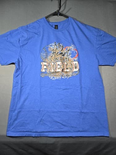 My Heart Is On That Field Baseball Graphic T-Shirt Blue Women's Size XL #S112s