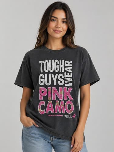 Realtree "Tough Guys Wear Pink" Breast Cancer Awareness Graphic T-Shirt Size M