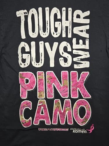 Realtree "Tough Guys Wear Pink" Breast Cancer Awareness Graphic T-Shirt Size M - Thumbnail 3