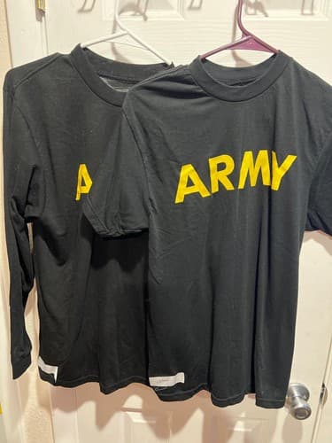 Lot of 2 -SMALL - APFU Short Sleeve and LS Shirt Army Black and Gold #98y