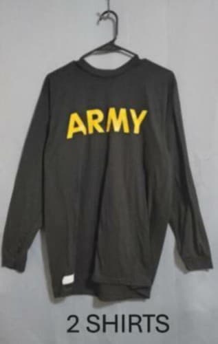 Lot of 2 -MEDIUM - APFU LS and SS Shirt Army Black and Gold #99yAa - Thumbnail 2