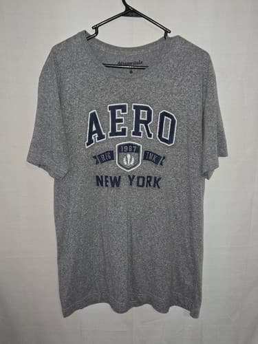 Aeropostale Aero Graphic T-Shirt Mens XL Grey Short Sleeve Logo Aesthetic #R12r