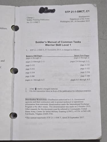 SOLDIER'S MANUAL OF COMMON TASKS WARRIOR SKILLS LEVEL 1 ARMY - Thumbnail 8