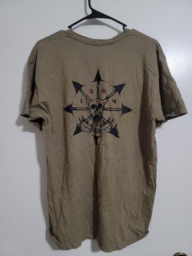 US Army 1-504 PIR Charlie Company T-Shirt Tan Airborne Military Tee Medium - Thumbnail 3
