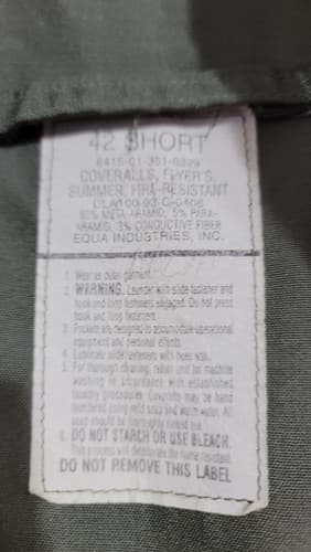 Vintage 1993 Flyers Coveralls Summer Fire Resistant Green 42/Short #69n - Thumbnail 4