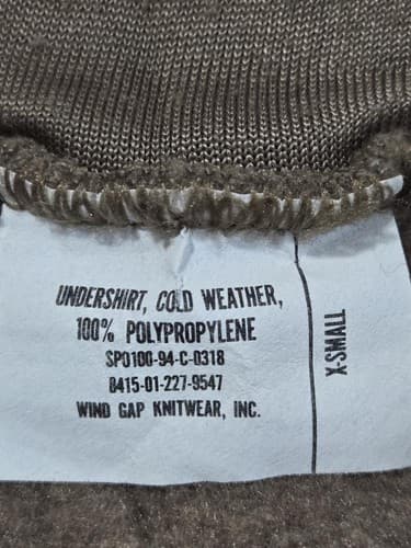 X-Small - Polypropylene Thermal Polypro Shirt NSN:8415-01-227-9547 #F21f - Thumbnail 3