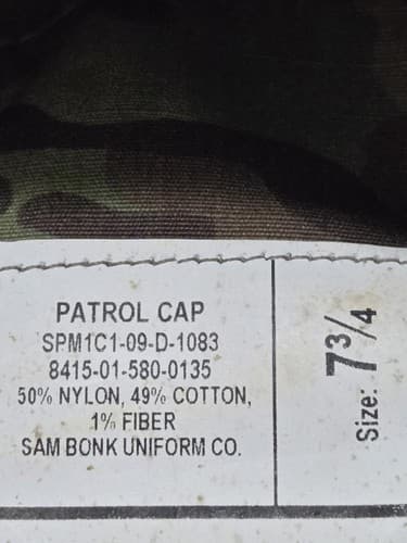 U.S. Army OCP Scorpion Patrol Cap Size 7 3/4 SAM BUNK Uniform Co NSN - Thumbnail 6