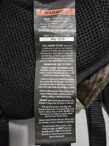 Gorilla Gear Tree Stand Safety Harness Camo Hunting Climbing Harness #L39l - Thumbnail 3
