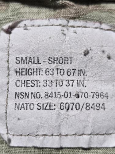 US Army IHWCU Multicam Jacket Small/Short NSN: 8415-01-670-7964 #J17j - Thumbnail 5