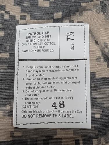 US Army Patrol Cap ACU Digital Camouflage Size: (7 1/4) #23v - Thumbnail 7