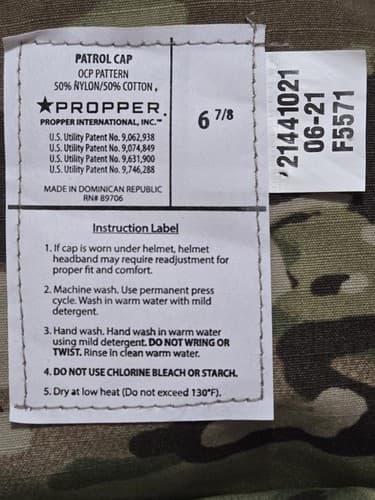 U.S. Army OCP Scorpion Patrol Cap Size 6 7/8 Propper Rank Sewn On#M2m - Thumbnail 6