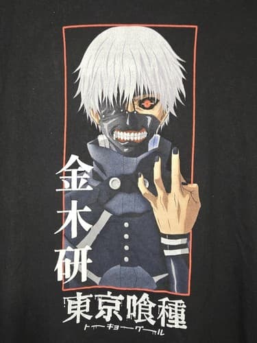 Tokyo Ghoul Ken Kaneki Graphic T-Shirt Mens Size Medium Black Anime Manga #R2r - Thumbnail 3