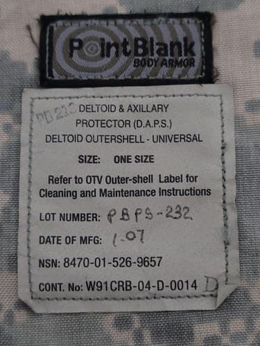 Deltoid & Axillary Outershell Body Armor NSN 8470-01-526-9657 #F23f - Thumbnail 3