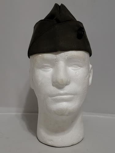 Vintage US Military Cap Green Garrison Hat Size: 6 7/8 Wool #71q
