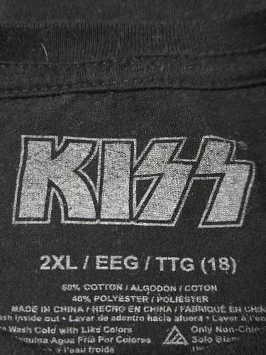 KISS Band T-Shirt Men's Size 2XL Black Short Sleeve American Flag Logo Tee #Q64q - Thumbnail 3