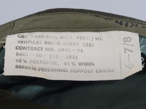 Vintage US Military Cap Green Garrison Hat Size: 6 7/8 Wool #71q - Thumbnail 6