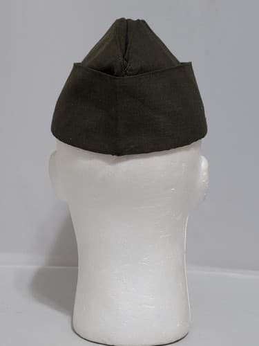 Vintage US Military Cap Green Garrison Hat Size: 6 7/8 Wool #71q - Thumbnail 3