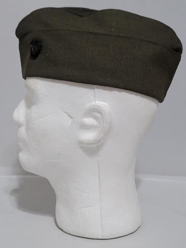 Vintage US Military Cap Green Garrison Hat Size: 6 7/8 Wool #71q - Thumbnail 4