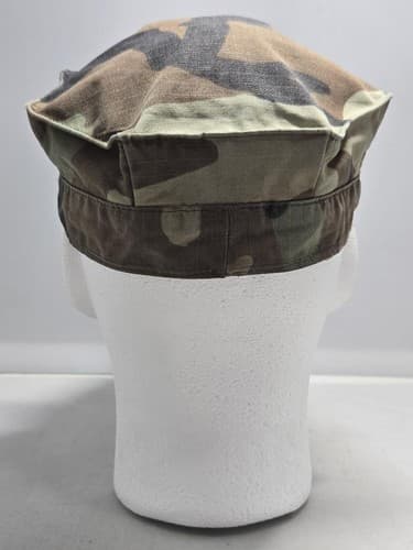 USN Woodland BDU Utility Cap Sz Medium Eagle Insignia NSN 8405-01-246-4188 #DC64 - Thumbnail 3