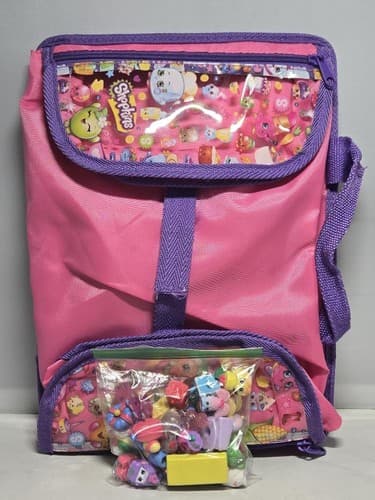Shopkins Figure Lot with Sparkle Heart Carry Case Over 35 Mini Figures #DC61