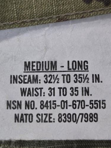 USGI IHWCU OCP Pants Medium Long Multicam Trousers NSN 8415-01-670-5515 #L66l - Thumbnail 5