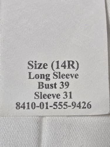 US Army ASU Female White Dress Shirt Long Sleeve 14R NSN 8410-01-555-9426 #I74i - Thumbnail 3