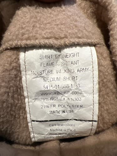 USGI Army Fire Resistant (FR) Undershirt – Medium Short, Tan/Khaki #K36k - Thumbnail 5