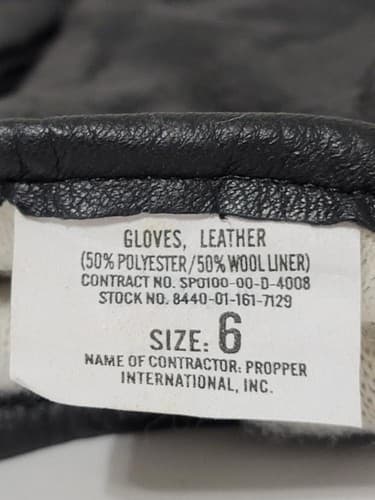 GLOVES, UNISEX, BLACK, LEATHER, DRESS SIZE: 6, NSN: 8440-01-161-7129 #34u - Thumbnail 3