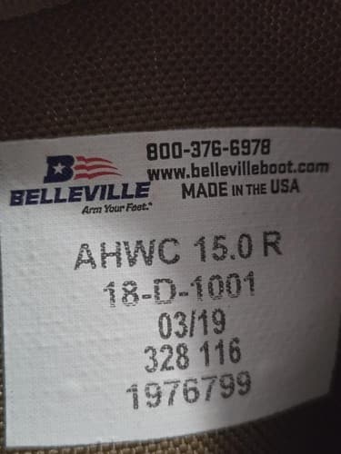 Belleville AHWC Army Hot Weather Combat Boots Coyote Brown Size 15R USA Made - Thumbnail 7