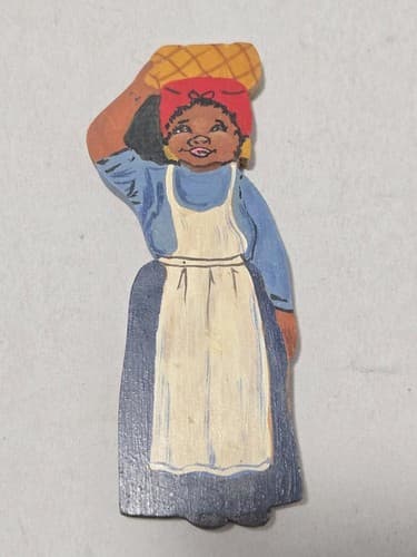 Vintage Hand Painted Wooden Folk Art Figure – Mid Century Decor – Flat Cutout