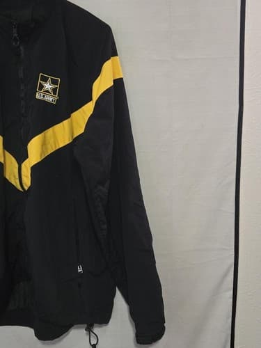 US Army APFU Physical Fitness Jacket Large Black Gold Training Coat VGC R36r - Thumbnail 3