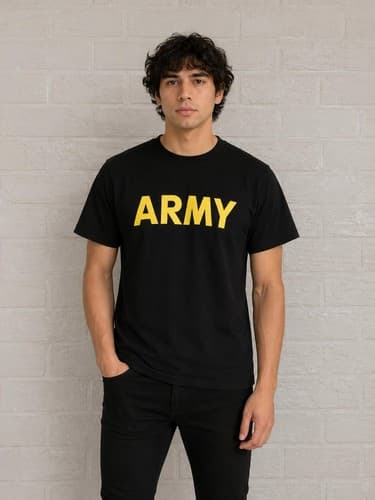 Medium - APFU Short Sleeve Shirt Army Black and Gold #J56j